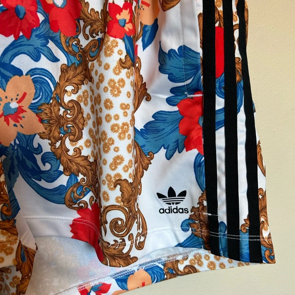adidas Women's Athletic Shorts - Red, Blue, Brown Floral - Picture 4 of 10